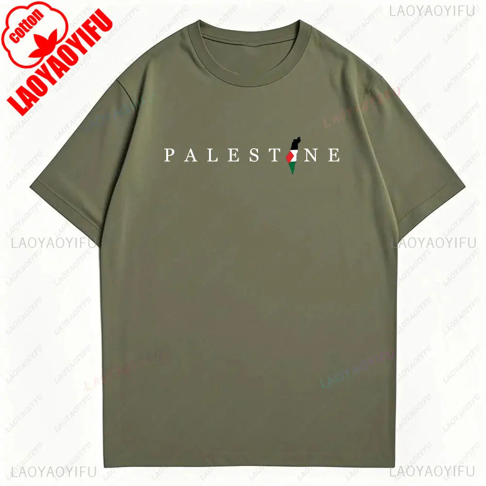 2025 Palestine Shirt Vintage Cotton Tee Unisex Boho Retro Style Streetwear Casual Loose Fit Men Women Men Clothing T-Shirt Tops