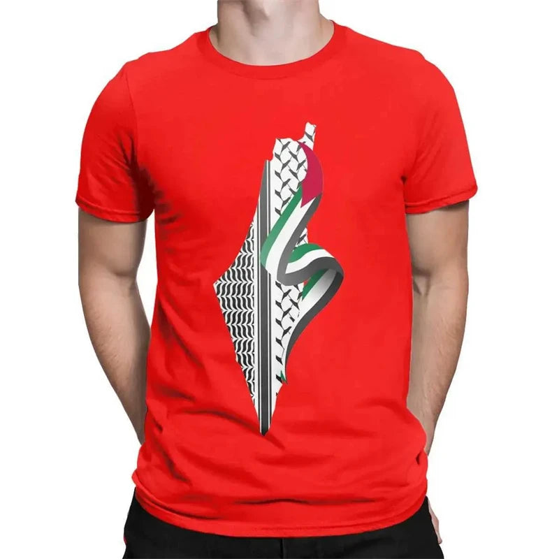 Simple Palestine Flag Graphic T Shirts For Men Fashion Summer Short Sleeve 3D National Emblem Printed Tees Casual Street Tops