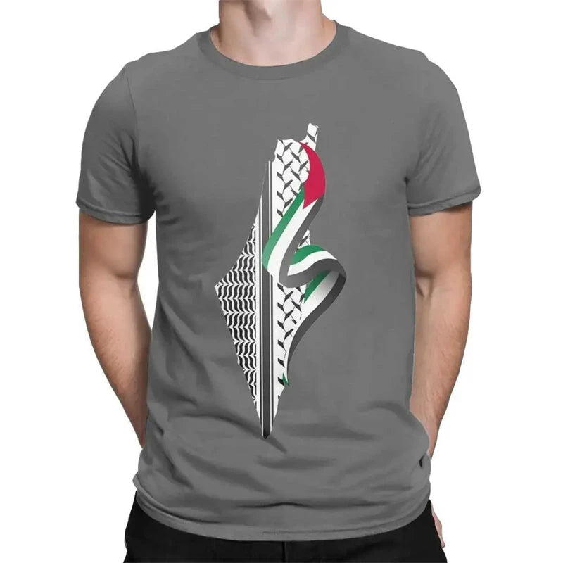 Simple Palestine Flag Graphic T Shirts For Men Fashion Summer Short Sleeve 3D National Emblem Printed Tees Casual Street Tops
