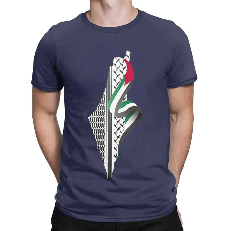 Simple Palestine Flag Graphic T Shirts For Men Fashion Summer Short Sleeve 3D National Emblem Printed Tees Casual Street Tops