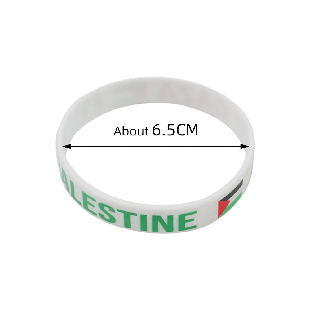 Elastic Silicone Wristband Black White Color National Flag Printed Palestine Men Women Hand Accessory Sport Bangle Bracelets
