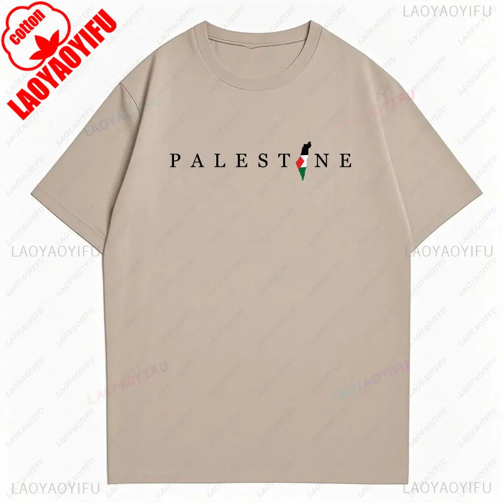 2025 Palestine Shirt Vintage Cotton Tee Unisex Boho Retro Style Streetwear Casual Loose Fit Men Women Men Clothing T-Shirt Tops