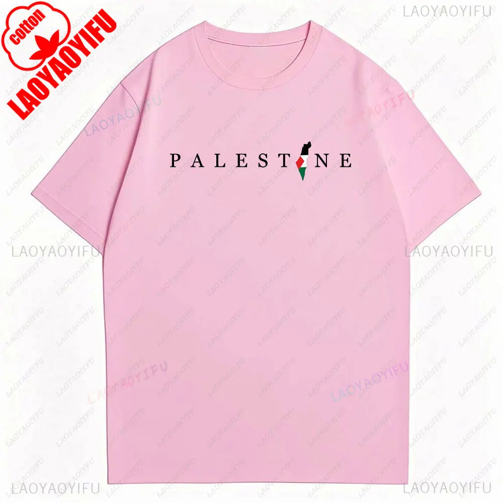 2025 Palestine Shirt Vintage Cotton Tee Unisex Boho Retro Style Streetwear Casual Loose Fit Men Women Men Clothing T-Shirt Tops