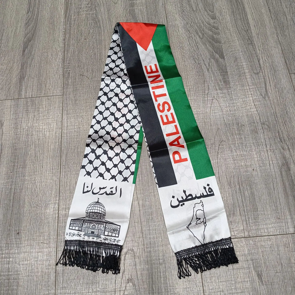 Aerlxemrbrae Palestine flag Custom Scarf palestine national day 14*130cm Scarf Printing Satin Palestinian Flag Scarf