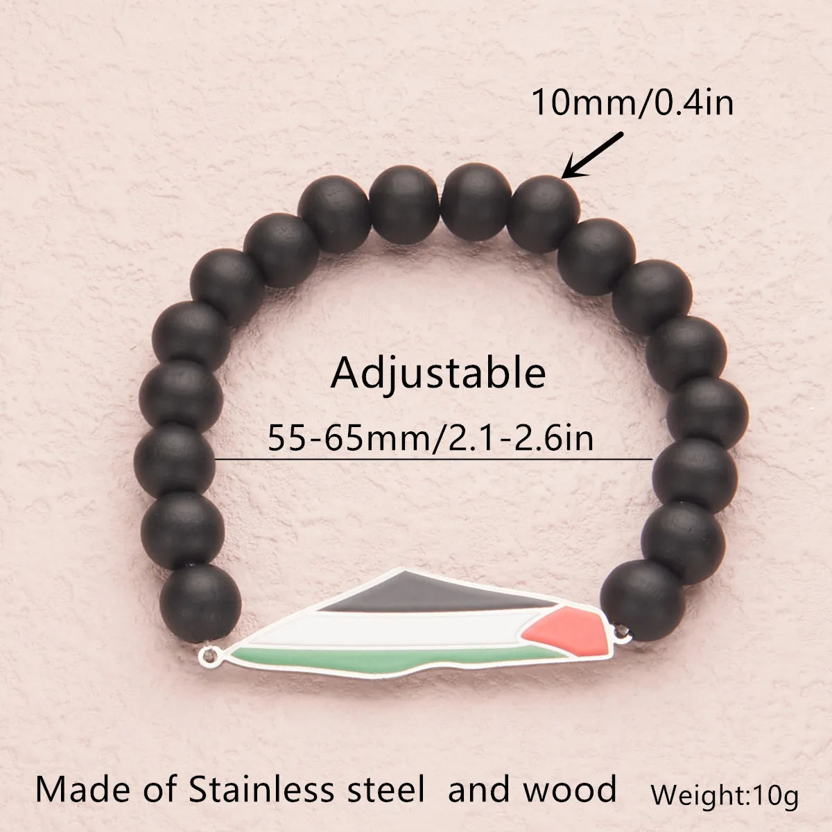 HNSP Palestine Beaded Bracelet For Men Hand Chain Stainless Steel Palestine Map Flag Pendant Jewelry Accessories Series