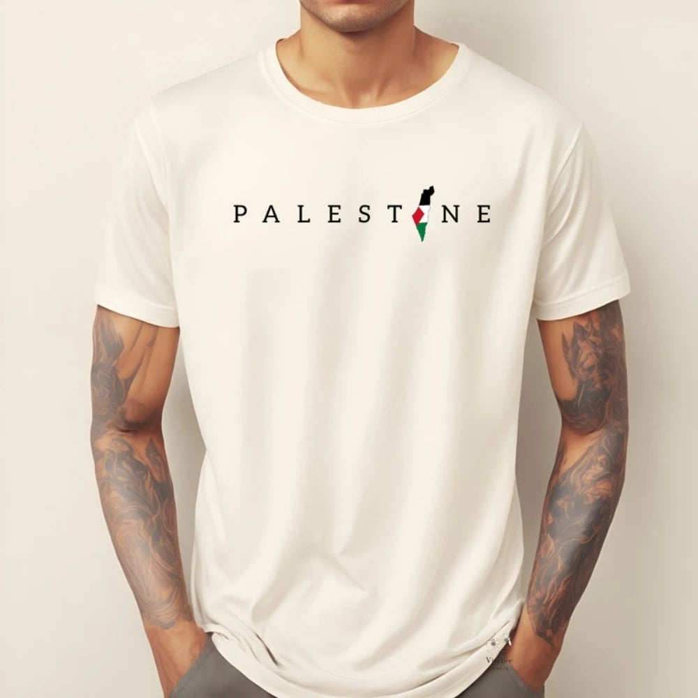2025 Palestine Shirt Vintage Cotton Tee Unisex Boho Retro Style Streetwear Casual Loose Fit Men Women Men Clothing T-Shirt Tops