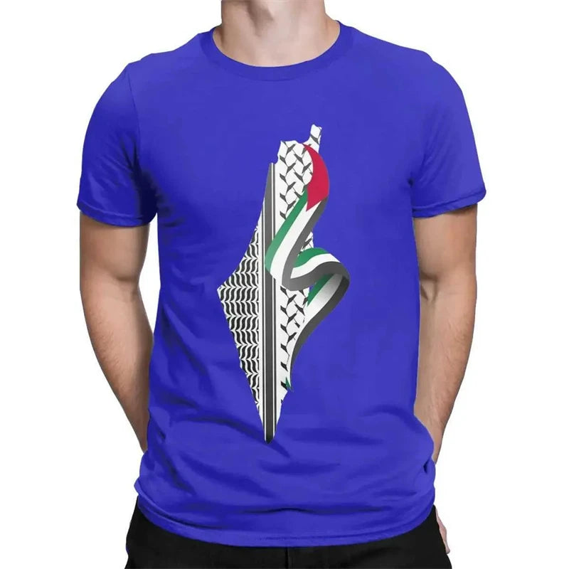 Simple Palestine Flag Graphic T Shirts For Men Fashion Summer Short Sleeve 3D National Emblem Printed Tees Casual Street Tops