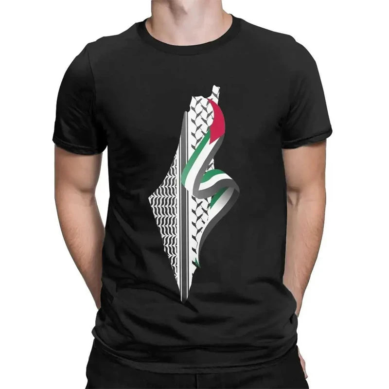 Simple Palestine Flag Graphic T Shirts For Men Fashion Summer Short Sleeve 3D National Emblem Printed Tees Casual Street Tops