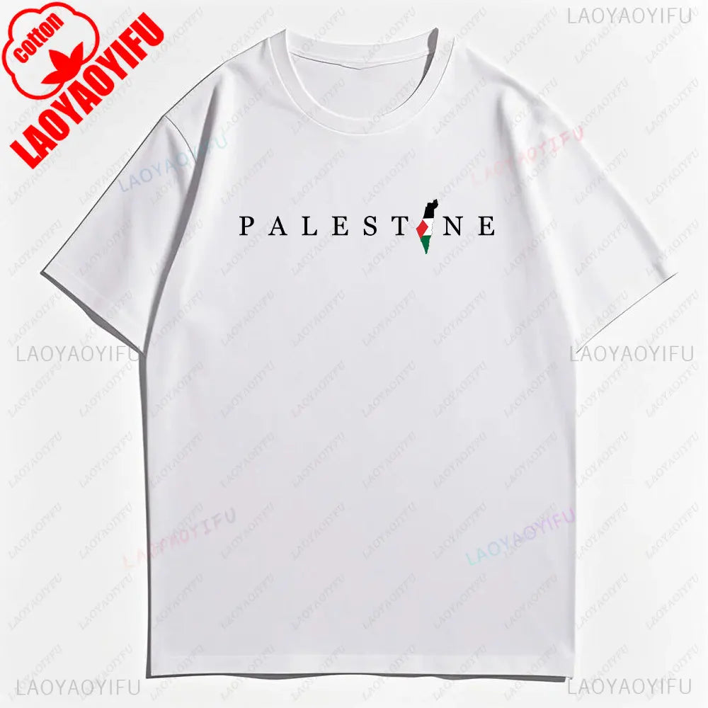 2025 Palestine Shirt Vintage Cotton Tee Unisex Boho Retro Style Streetwear Casual Loose Fit Men Women Men Clothing T-Shirt Tops