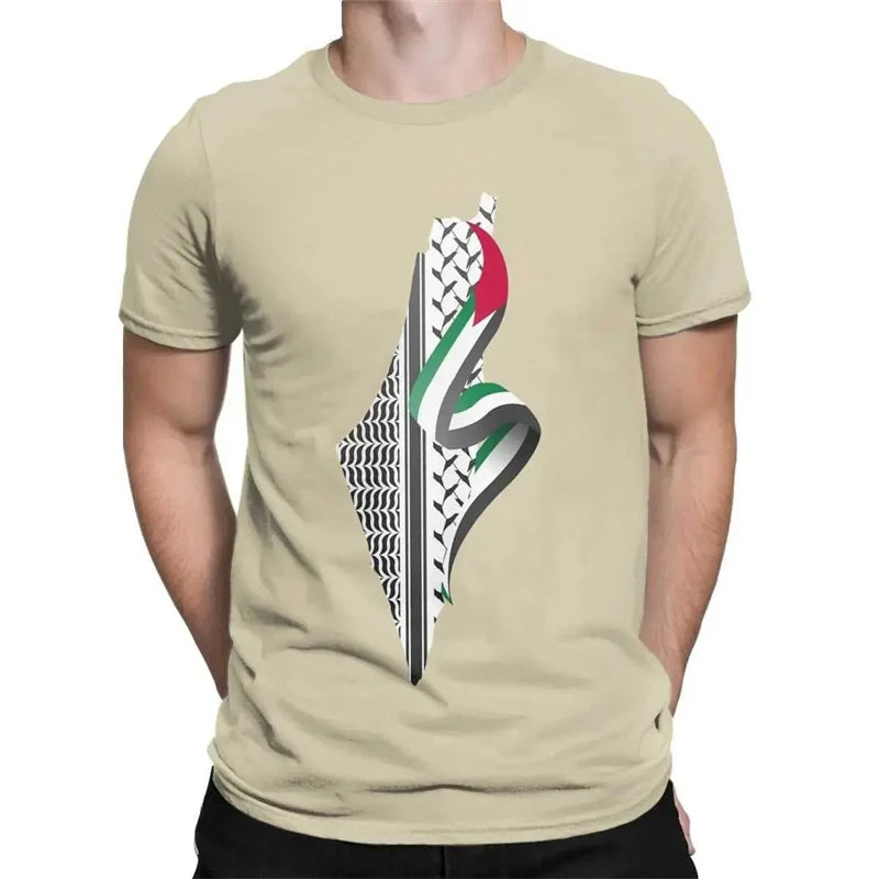 Simple Palestine Flag Graphic T Shirts For Men Fashion Summer Short Sleeve 3D National Emblem Printed Tees Casual Street Tops