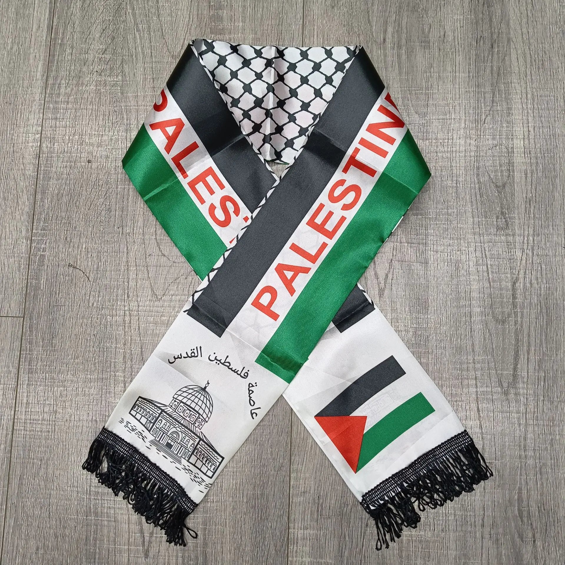 Aerlxemrbrae Palestine flag Custom Scarf palestine national day 14*130cm Scarf Printing Satin Palestinian Flag Scarf